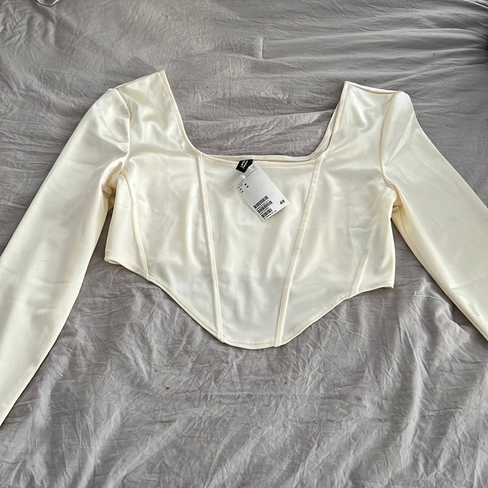 H&M new silk crop blouse